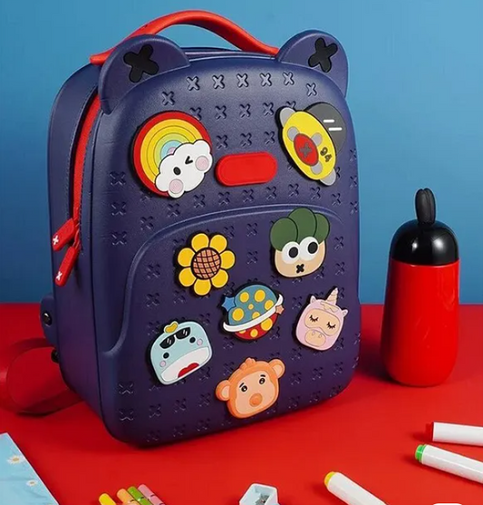 Backpack Kawaii Starry Blue Backpack With DIY Pattern Patch Adjustable Straps Premium  Bags