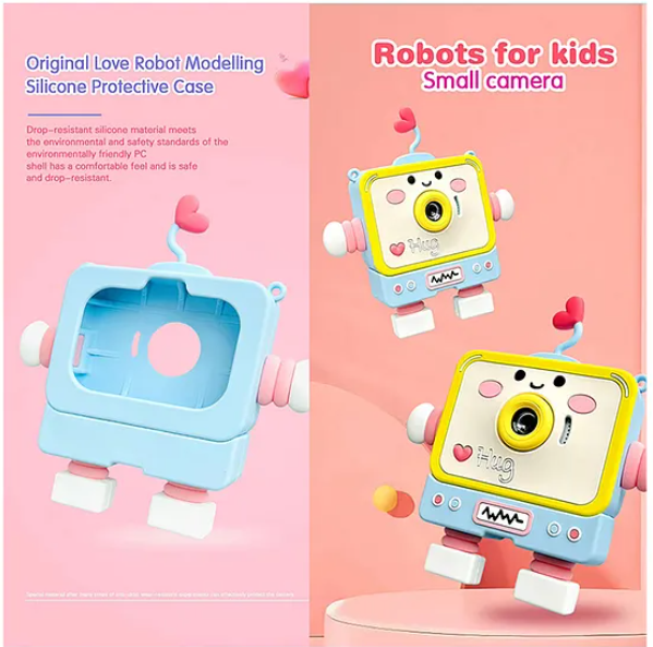 Digital Handy Portable Cute Love Robot Camera Full HD 1080P 2.0 Screen with Inbuilt Games Kids Camera - Multicolor