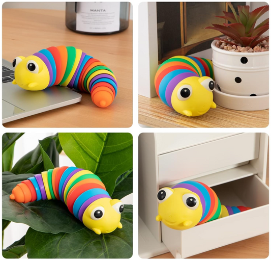 Caterpillar Finger Slug Toys for Kids Fun Sensory Play Flexible Joint Movement Colorful Vibrant Design Engaging Handheld Baby Toys (Pack of 1 Color May Vary) - Length 18 cm