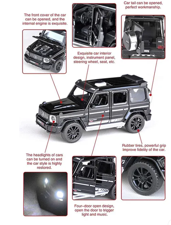 NIYAMAT Brabus 700 Mercedes-Benz G63 Benz Model Car 1:32 Exclusive Alloy Metal Pull Back Die-cast Car Diecast Metal Pullback Toy car with Openable Doors & Light Music- Colors as Per Stock