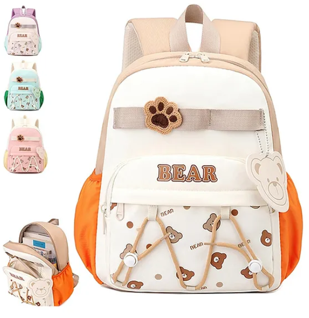 School Bags Cute Bear Paw Theme Backpack For Kids With Adjustable Straps Premium Design Bag For Kids Best For School Picnic Holidays - Height 12 Inches