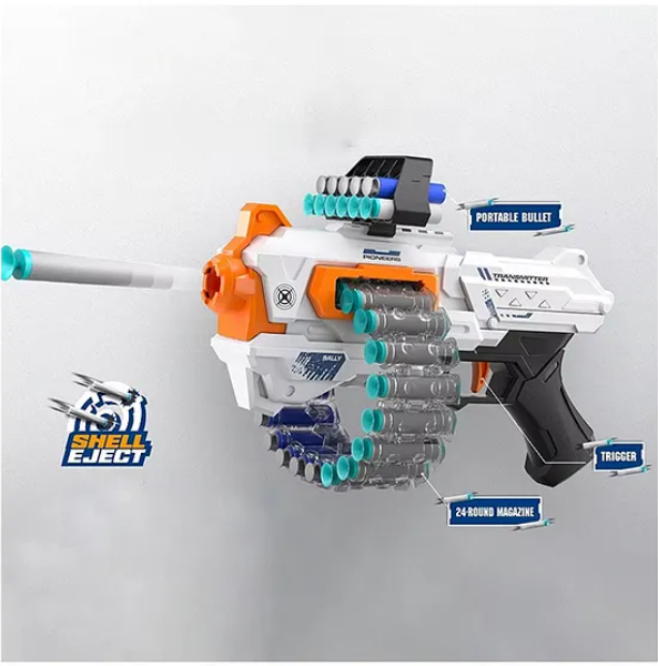 Blast of Flames Soft Bullet Gun Toys For Kids Chain Fed 24 Magazine Round Fun Entertainment Engaging Kids Toys Bullet 40 pcs - Multicolor