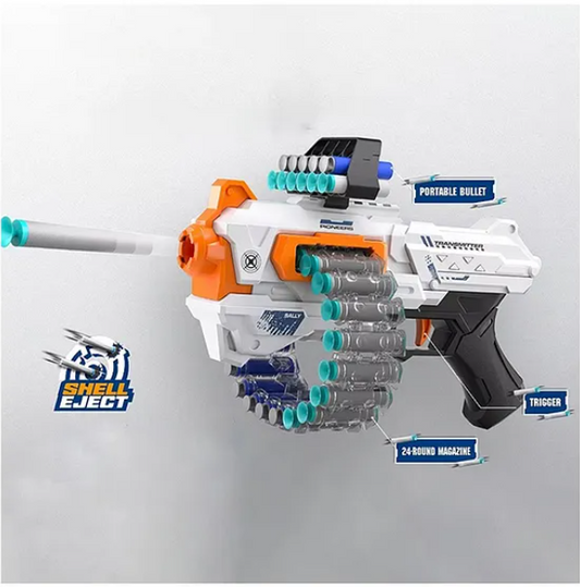 Blast of Flames Soft Bullet Gun Toys For Kids Chain Fed 24 Magazine Round Fun Entertainment Engaging Kids Toys Bullet 40 pcs - Multicolor