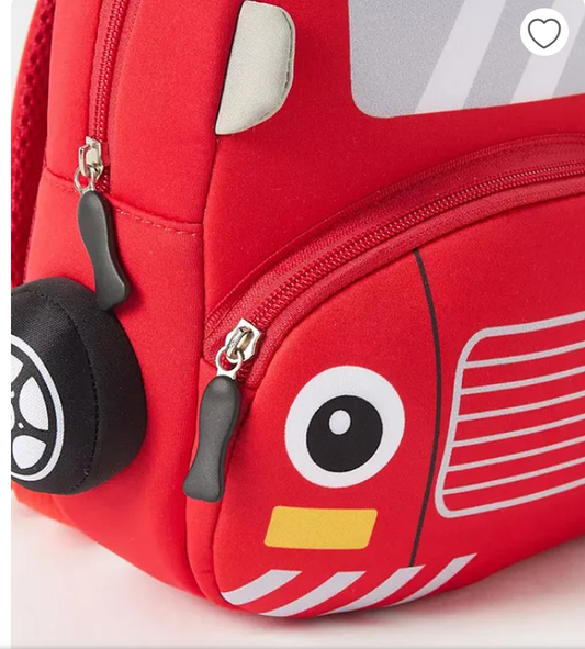 Cute 3D Neoprene Fire Truck Backpack With Front Pocket Adjustable Straps, Premium Design Bags for School, Kindergartens Picnic And Holidays