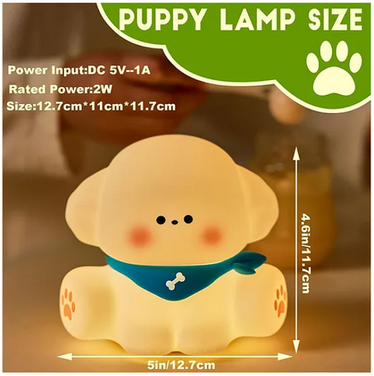 Cute Puppy Night Light Squishy Silicone LED Animal Night Warm Light Three Dimming Mode With Large Capacity Battery Timed - Multicolor