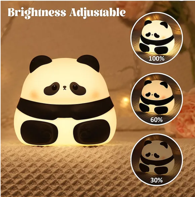 Panda Silicone Night Light Squishy LED Animal Night Light Silicone Dimmable Timed Bedside Lamp Kawaii Light Up USB Rechargeable Panda Touch Light Night Lamp Home Decor Lights With Timing Function Multicolor