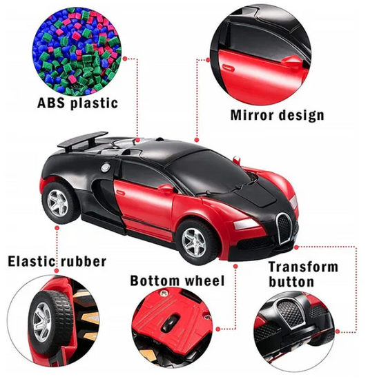 Battery Operated Transformer Robot Car Toy With 360 Degree Universal Wheel Light And Music - Multicolor