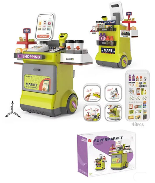 Pretend Play Cash Register Toy for Kids | Supermarket Grocery Store Playset with Sound, Light & Scanner | Educational Role Play Toy for Boys & Girls Ages 3+ | Safe & Durable -Multicolor