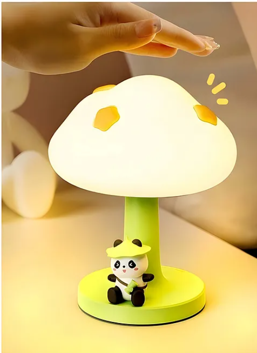 PoPo Panda Soft Silicone Bedside Table Lamp LED Animal Night Light Kawaii Light Up USB Rechargeable Panda Touch Light - Multicolor
