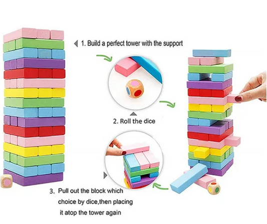 Classic Color Wooden Blocks Game Multicolor - 54 Pieces