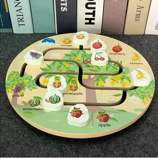 Round Wooden Fruit Maze Toys