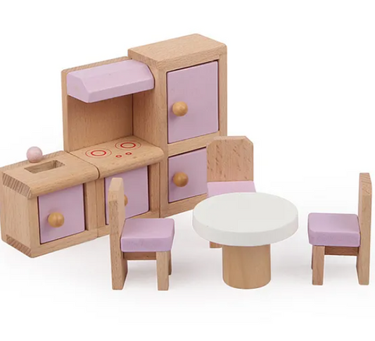 Small Wooden Furniture Set Toy For Kids - Pink