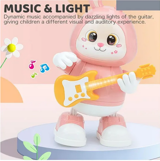 Rabbit Guitarist Cute Musician Musical Toy For Kids Dancing Bunny Musical Toys With Guitar On Hands Interactive Soothing Music And Lights Color May Vary