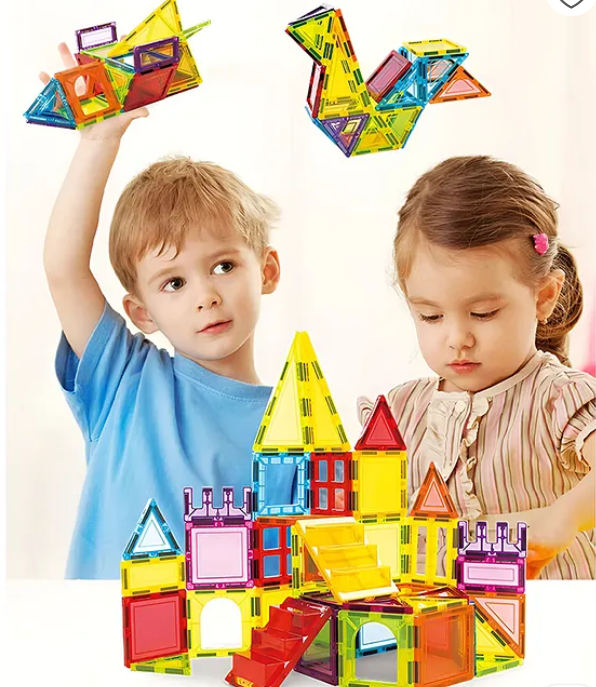 Magnetic Blocks Set 3D DIY Clear Magnetic Building Block Tiles For Kids Magnetic Construction Blocks Magnetic Tiles Toys For Kids Toddler Educational Toys 26 Pieces - Multicolor