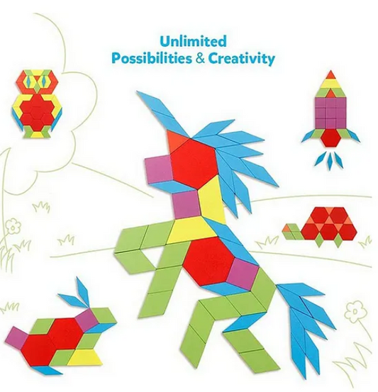 Wooden Geometric Manipulative Shape Puzzle Multicolor - 130 Pieces