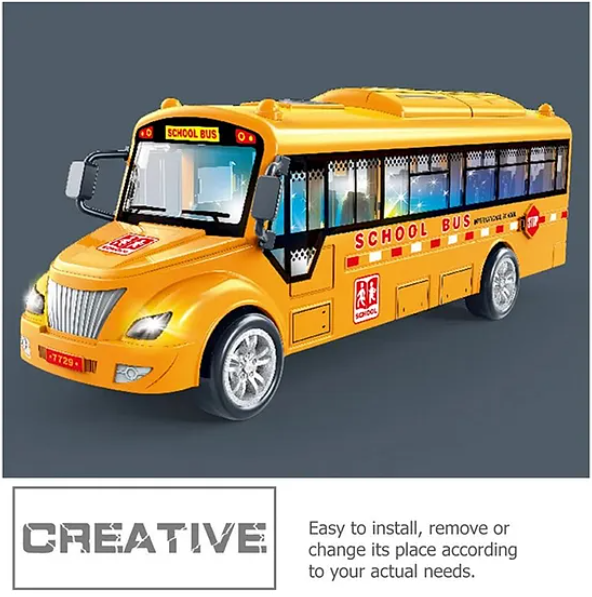 School Bus Toys For Kids With Opening Doors Lights And Sounds Friction Bus Vehicle Toys Fun Entertainment Kids Toys Die-cast Friction Toys - Multicolor
