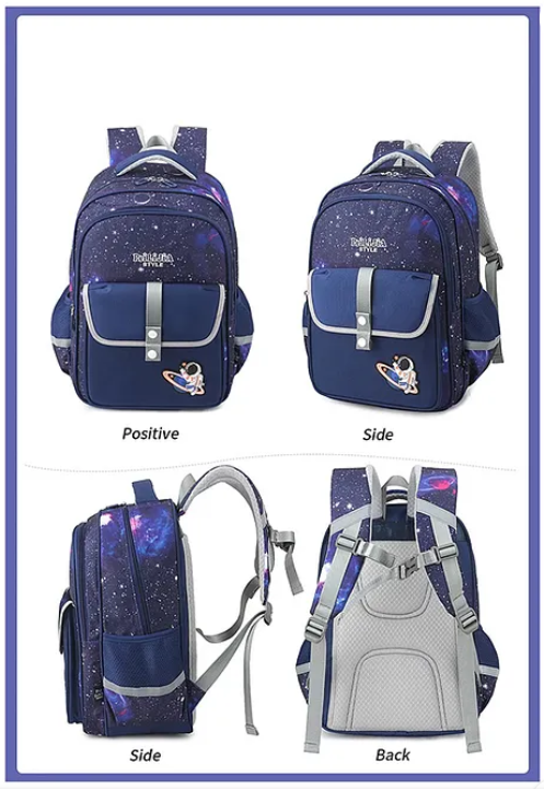 Space Design High Quality Durable Fabric Casual Multipurpose Backpack Blue- Height 16 Inches