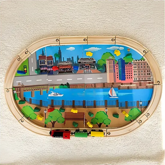 Wooden Electric Train Tracks Set Toys 45 pcs