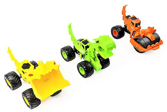Dinosaur Model Construction Dessert Cruiser, Sand Buggy Unbreakable Truck Rock Crawler 4X4 Wheel Vehicles Dirt Squad Steamroller Monster Truck with Moving Parts for Kids (Pack of 3) Color May Vary