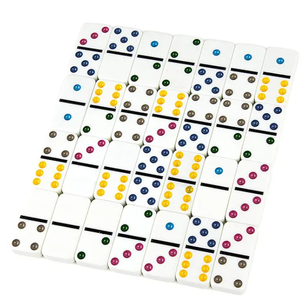 Domino Game Double Six Dot Color Dominoes 28 Pieces Domino Set For 2-4 Players Fun Entertaining Travel And Family Parties Game For Kids Adults And Friends Family Multicolor