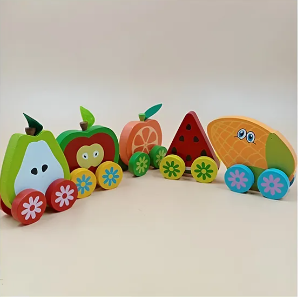 Colorful Wooden Fruits Vehicles Cars