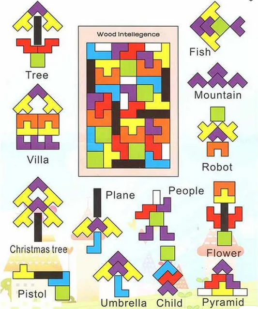 Tetris Russian Blocks Board Puzzle Multicolour - 40 Pieces