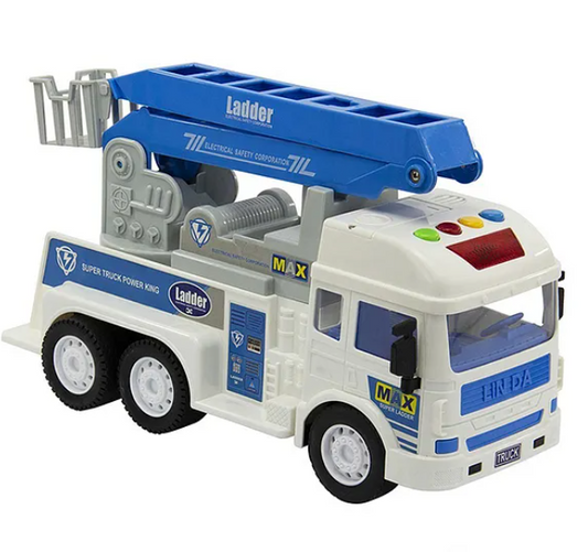 Friction Powered Crane Truck Lights And Music 6x6 Wheel Drive Road Super Truck Power Vehicle Car Toy For Kids Multicolor
