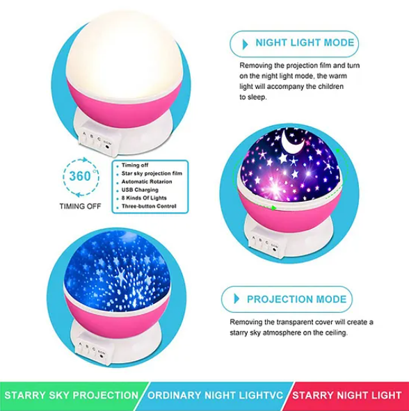 Star Master Rotating 360 Degree Moon Night Light Lamp Projector - Colour May Vary