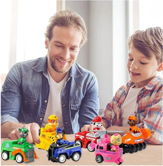 Dogs Mini Paw Patrol Pull Back Car Toy Set For Kids 6 Pieces - Multicolor
