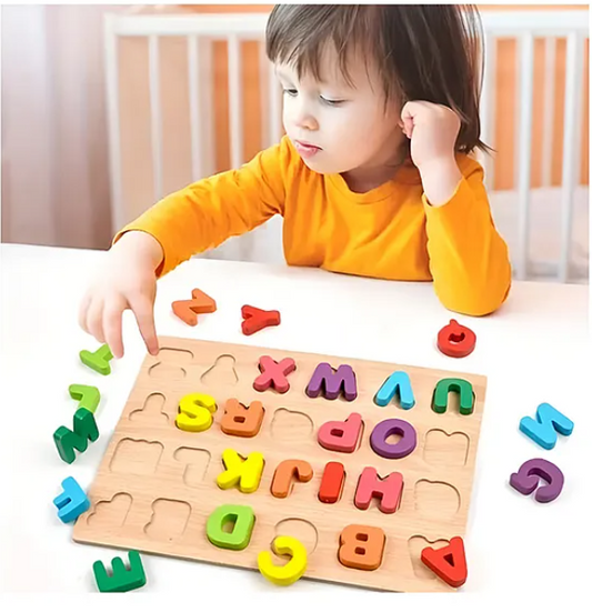Alphabet Numeric Geometric Shaped Wooden Puzzle Game Toy For Kids Baby Early Educational Children Montessori Board Puzzle Toy (Pack of 3 - Multicolor)