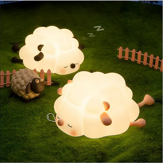 Cute Night Light For Kids Cute Sheep Design Silicon Night Light Super Cute Silicone Night Lamps Squishy LED Animal Night Light Silicone Dimmable Timed Bedside Lamp USB Rechargeable Touch Light Night Lamp (Pack of 1 Color May Vary)