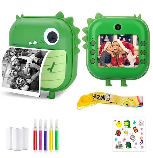 Wireless 2.4Inch 1200mAh 48 MP Dual Cartoon Mini Camera Toys For Kids Instant Printing Digital Camera For Kids 1080P HD Children's Digital Photographic Thermal Printer Camcorder Birthday Gift For Kids Design And Color May Vary