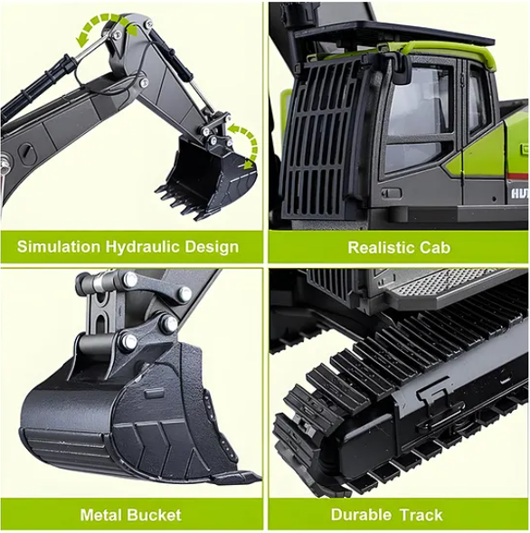 Friction Powered 360 Degree Rotating Crane Alloy Excavator Bulldozer Toys For Kids Construction Engineering Vehicle Model Kids Toys - Multicolor
