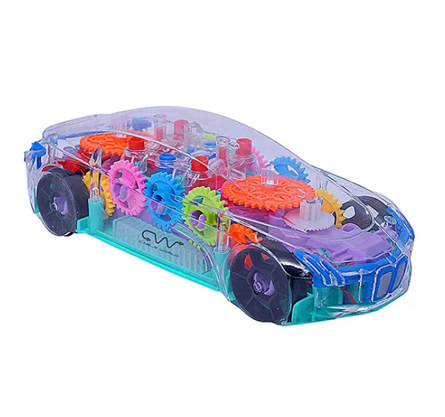 360 Degrees Rotating Transparent Concept Racing Car With Music & 3D Flashing Lights - Multicolor