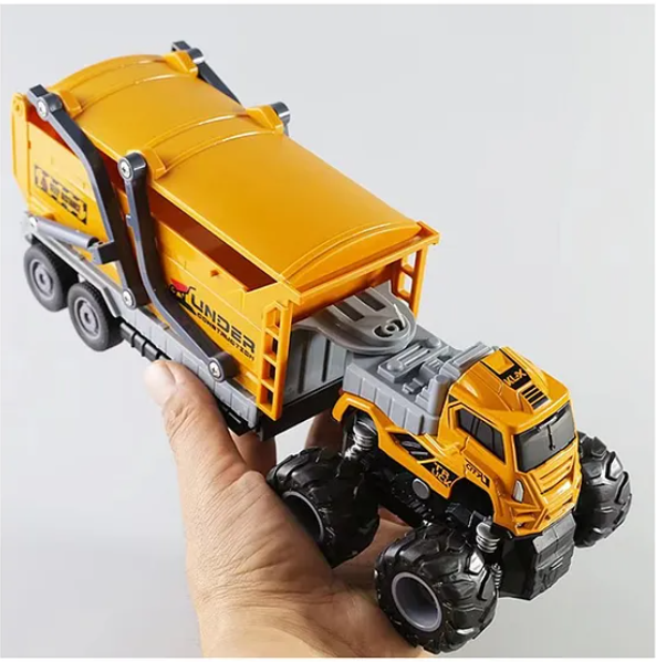 1:43 Scale Alloy Die-cast Friction Powered Sand Dumper Trailer Truck 4x4 Wheel Drive Road Truck (Pack of 1 Color May Vary)