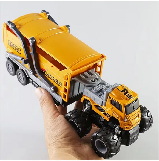1:43 Scale Alloy Die-cast Friction Powered Sand Dumper Trailer Truck 4x4 Wheel Drive Road Truck (Pack of 1 Color May Vary)