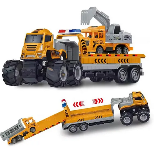 1:43 Scale Alloy Die-cast Friction Powered Construction Engineering Truck 4x4 Wheel  - (Pack of 1 - Design And Color May Vary)