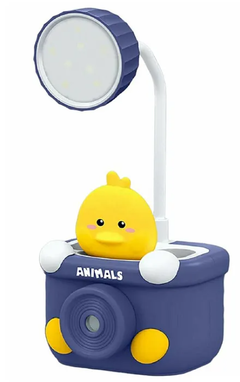 Study Lamp For Kids Cute Animal Design Rechargeable Desk Table Lamp 3 In 1 Study Desk LED Lamp With Pencil Sharpener And Pen Holder - (Pack of 1 - Design And Color May Vary)