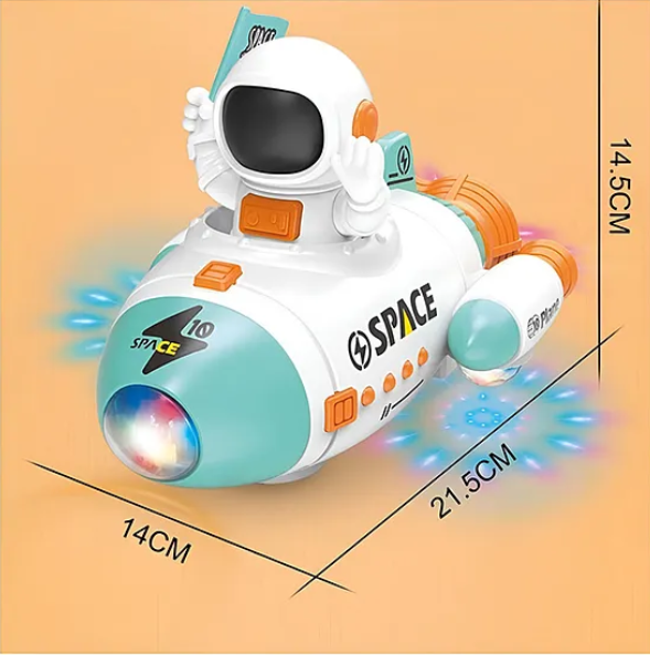 Musical Space Rocket Car Toy With 360 Degree Rotating Wheels Lights And Music