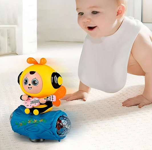 Musical Cute Face Change Little Bee Toys With 360 Degree Rotating Universal Wheel Lights And Music Kids Toys Color May Vary