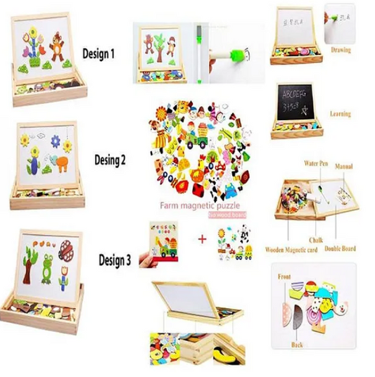 Wooden Montez Magnetic Jigsaw - Beige & Multi Colour