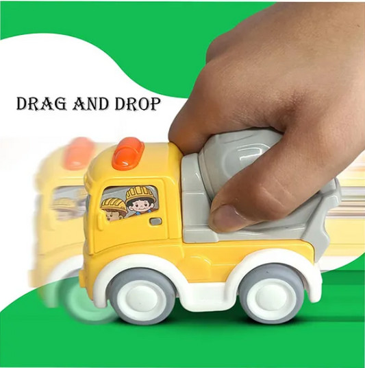Pull Back Construction Vehicle Set Toy | Bulldozer, Mixer & Dump Truck for Kids | Fun Entertainment Kids Toys Pack of 3 - Multicolor