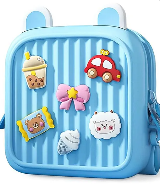 Stylish Kids Cartoon Backpack Lightweight, Durable, and Easy to Clean School bag, picnic bag for Kids (Pack of 1 Color May Vary) - Height 11.4 Inches