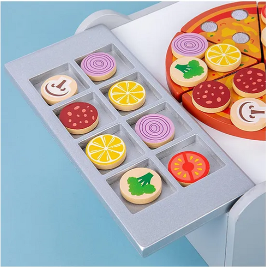 Wooden Pizza Oven Toys For Kids Cooking Educational Game Pizza Toy Fun Entertainment Enjoyable Role Pretend Play Kids Toys Multicolor