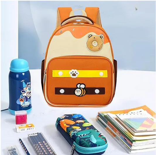 Cute Bee And Bear Backpack For Kids With Adjustable Straps Premium Design Bag For Kids Best For School Picnic Holidays - Height 12 Inches