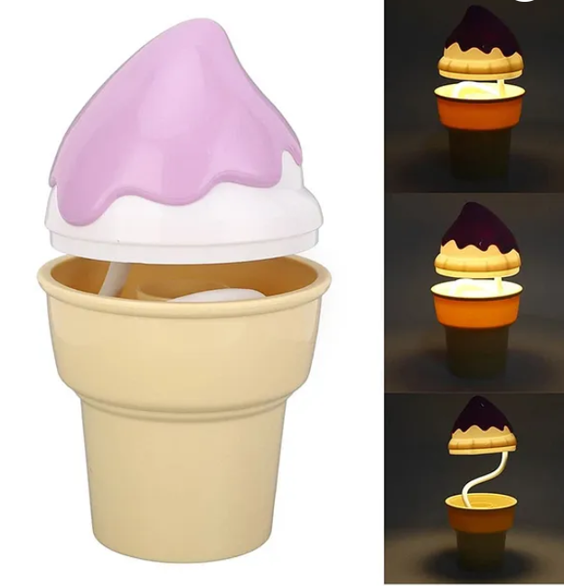 Multi-functional Ice-cream Shaped Table Lamp With 360 Degree Moveable, Sharpener And USB Rechargeable (Pack of 1 Color And Design May Vary)
