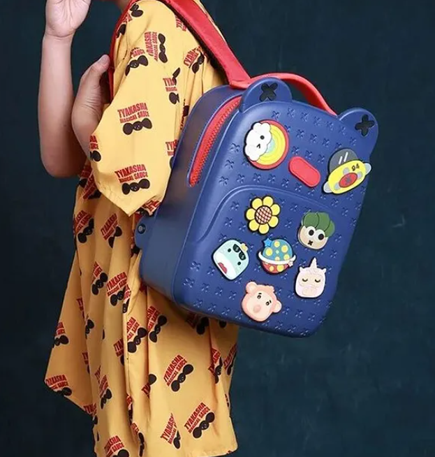 Backpack Kawaii Starry Blue Backpack With DIY Pattern Patch Adjustable Straps Premium  Bags