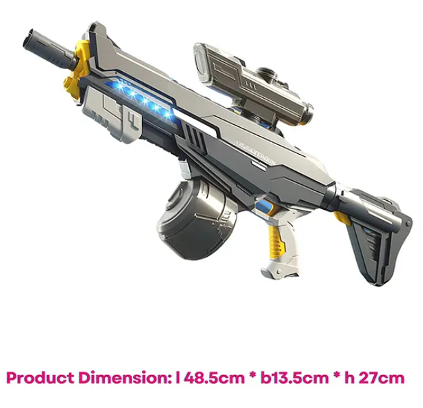2 IN 1 Electric Water Gun Powerful Automatic Water Gun 1420ml with Light-up Toys to 35 Ft Outdoor Toy Holi water gun modern combat Electric water gun long range dual mode water gun toy for kids & adults - Color May Vary