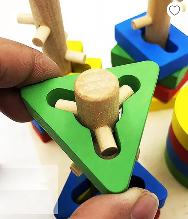 Preschool Geometric Wooden Shape Sorter Toy - Multicolour