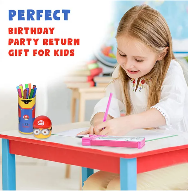 Minions Character Theme Sketch Pens Box With 12 Pens Each Superfine Nib Sketch Pens For Kids Color And Design May Vary